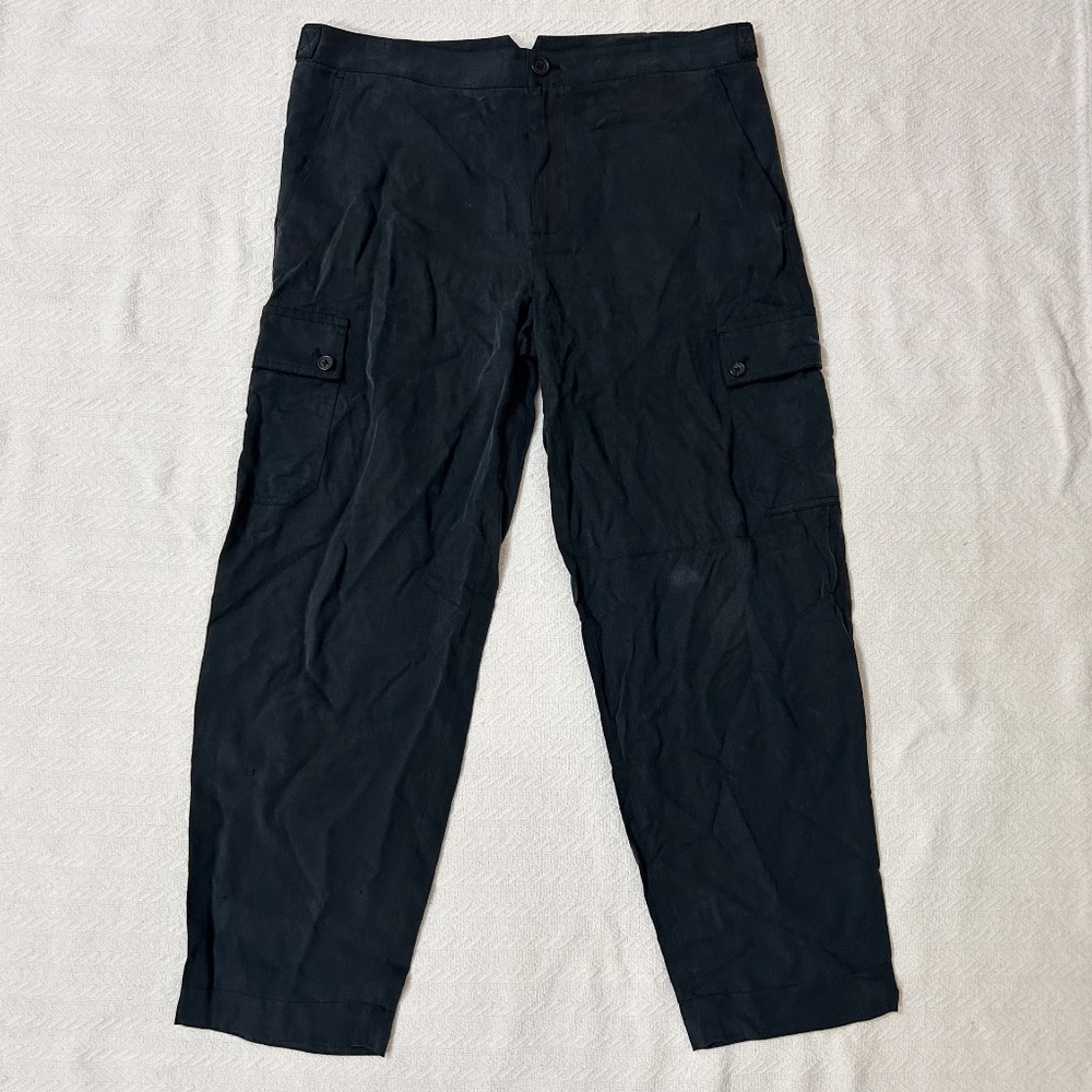 NWT BANANA REPUBLIC sz 10 black tencel lyocell pants tapered front pockets